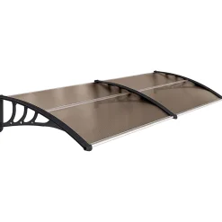 Outsunny Auvent Et Marquise<Auvent marquise de porte design voûté arrondi dim. 195L x 80l x 23H cm polycarbonate fumé brun plastique noir