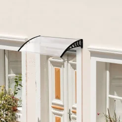 Outsunny Auvent Et Marquise<Auvent marquise de porte design voûté arrondi dim. 150L x 90l x 25H cm polycarbonate PP noir