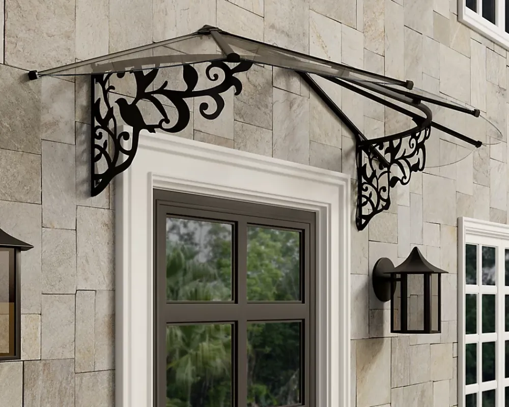 Canopia by Palram Auvent monopente Lily XL noir clair l.217 x P.88 x H.70 cm- Auvent Et Marquise