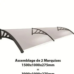 McCover Auvent porte d'entrée Bertille Noir, L.- 150 cm, Profondeur totale - 100 cm- Auvent Et Marquise