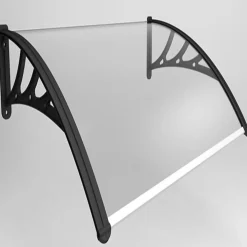 McCover Auvent porte d'entrée Bertille Noir, L.- 150 cm, Profondeur totale - 100 cm- Auvent Et Marquise