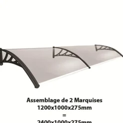 McCover Auvent Et Marquise<Auvent porte d'entrée Bertille Noir, L.- 120 cm, Profondeur totale - 100 cm