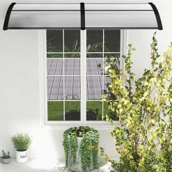 Giantex Auvent Et Marquise<Auvent Porte Entree Résistant au Vent avec Panneau Revêtu à Double Couche et Support en ABS Charge 20KG