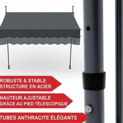 Bb Loisir Auvent pour balcon et terasse 200x120cm rétractable avec manivelle réglable en hauteur- Auvent Et Marquise