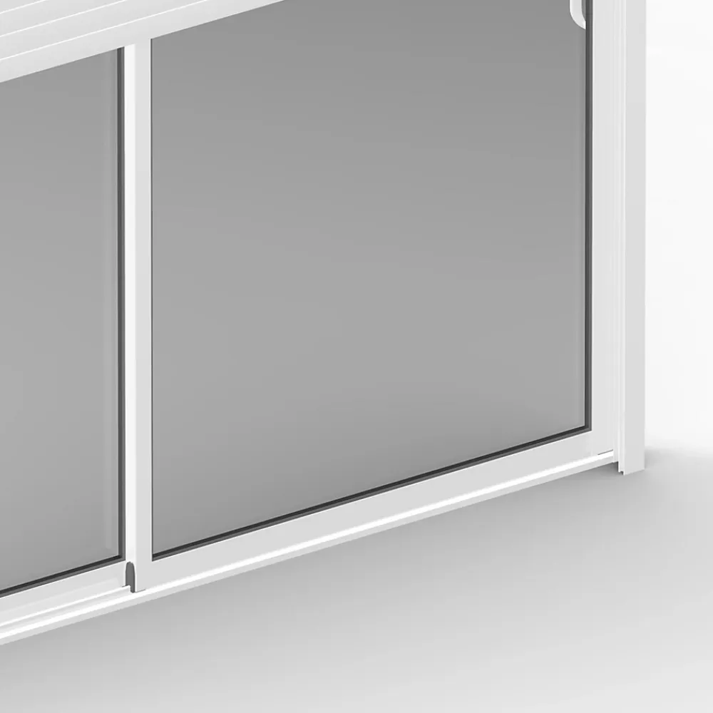 Baie Vitrée Coulissante<Baie coulissante alu blanc avec volet roulant électrique intégré motorisation Somfy l.240 x H.200 cm Uw=2