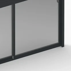 Baie coulissante alu gris avec volet roulant électrique intégré motorisation Somfy l.240 x H.200 cm Uw=2- Baie Vitrée Coulissante