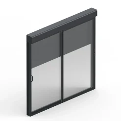 Baie Vitrée Coulissante<Baie coulissante alu gris avec volet roulant solaire L.240x H.200 cm Sw=0,38 UW=2