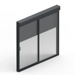 Baie Vitrée Coulissante<Baie coulissante en aluminium gris avec volet roulant filaire l.240 x H.215 cm Uw=2