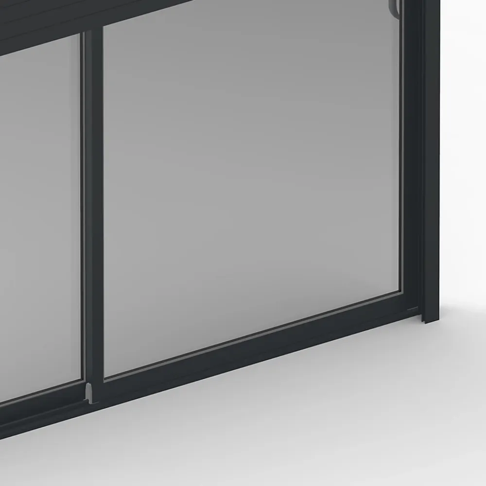Baie Vitrée Coulissante<Baie coulissante en aluminium gris avec volet roulant filaire l.240 x H.215 cm Uw=2