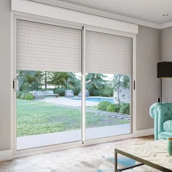 Baie coulissante en aluminium blanc avec volet roulant filaire l.180 x H. 215 cm Uw=2- Baie Vitrée Coulissante