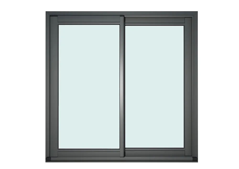 GoodHome Baie vitrée coulissante alu gris - l.240 x h.215 cm - Uw 1,7- Baie Vitrée Coulissante