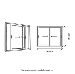 GoodHome Baie vitrée coulissante alu gris - l.240 x h.215 cm - Uw 1,7- Baie Vitrée Coulissante