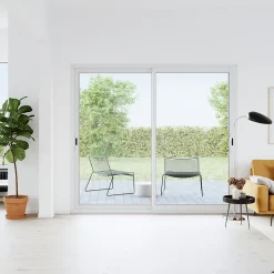 GoodHome Baie vitrée coulissante alu blanc - l.210 x h.215 cm - Uw 1,7- Baie Vitrée Coulissante