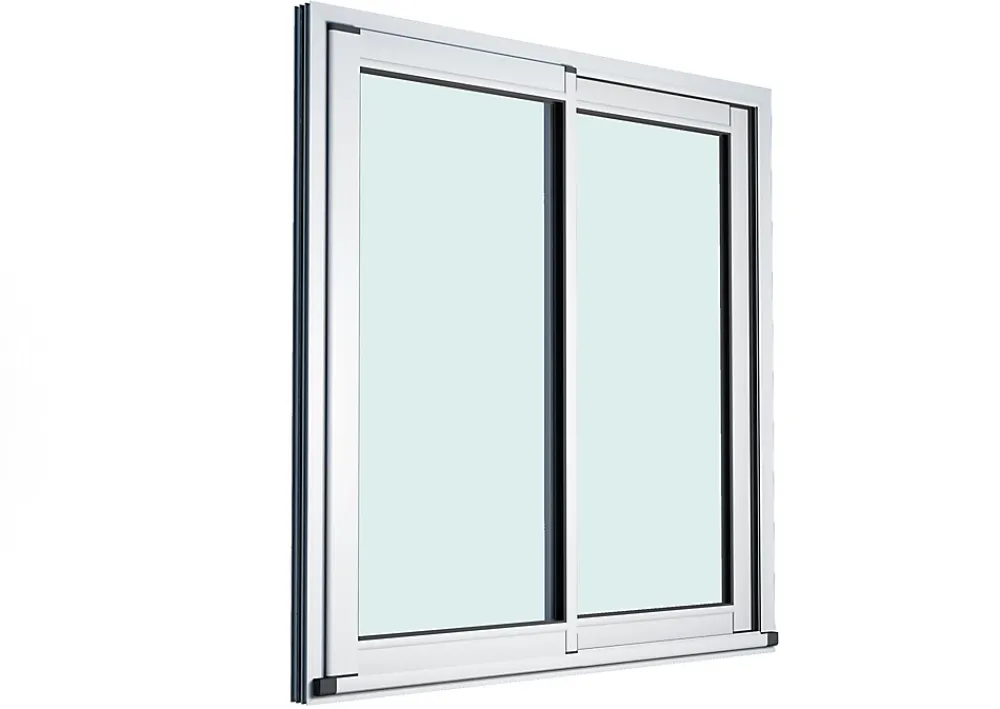 GoodHome Baie vitrée coulissante alu blanc - l.210 x h.215 cm - Uw 1,7- Baie Vitrée Coulissante