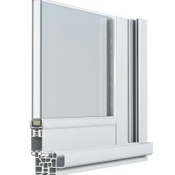 GoodHome Baie vitrée coulissante alu + volet roulant électrique blanc - l.180 x h.215 cm - Uw 1,7- Baie Vitrée Coulissante