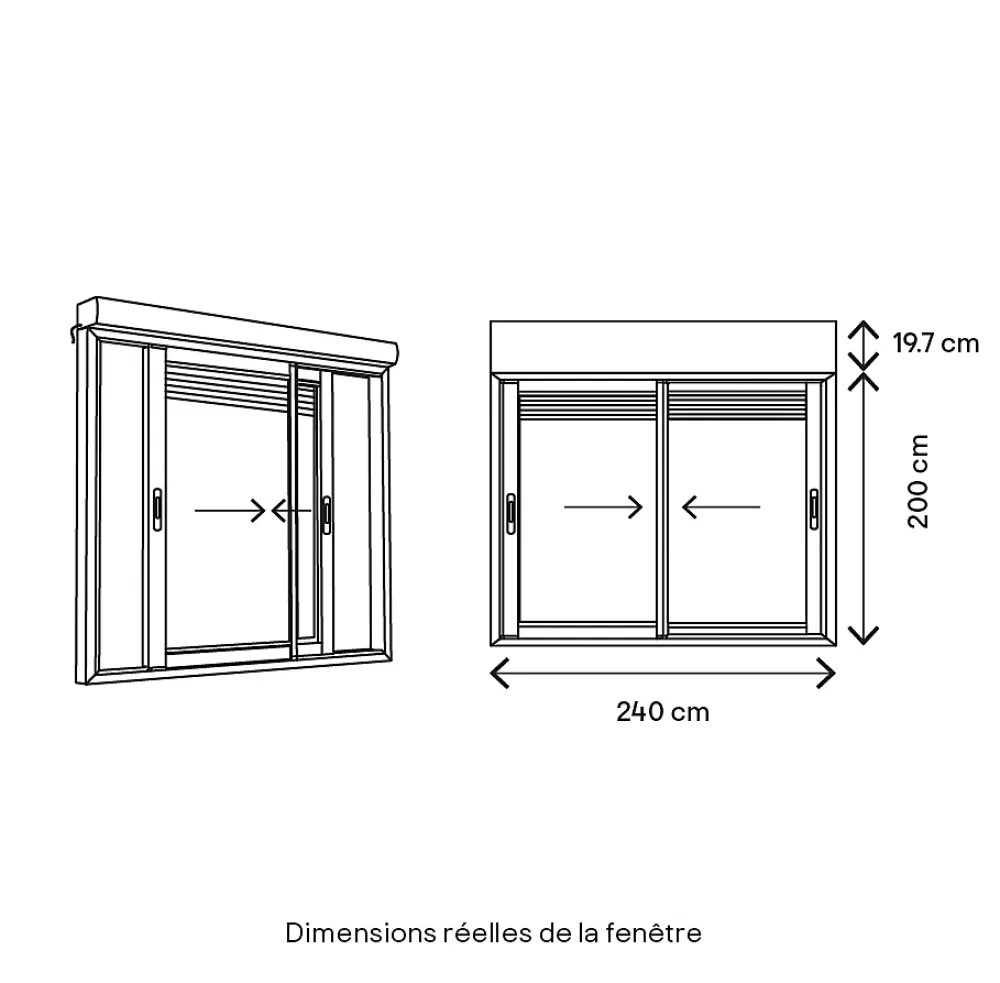 GoodHome Baie vitrée coulissante alu + volet roulant motorisé blanc - l.240 x h.200 cm - Uw 1,7- Baie Vitrée Coulissante