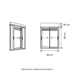 GoodHome Baie vitrée coulissante alu + volet roulant motorisé gris - l.180 x h.215 cm - Uw 1,7- Baie Vitrée Coulissante
