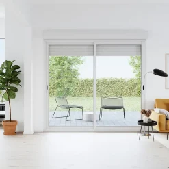 GoodHome Baie Vitrée Coulissante<Baie vitrée coulissante alu + volet roulant électrique blanc - l.240 x h.215 cm - Uw 1,7