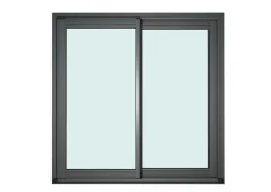 GoodHome Baie vitrée coulissante alu gris - l.180 x h.215 cm - Uw 1,7- Baie Vitrée Coulissante
