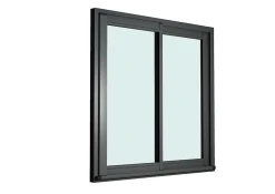 GoodHome Baie vitrée coulissante alu gris - l.180 x h.215 cm - Uw 1,7- Baie Vitrée Coulissante