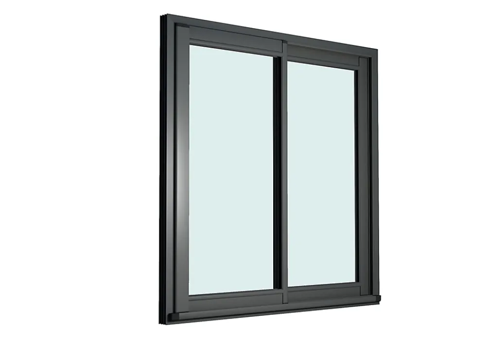 GoodHome Baie vitrée coulissante alu gris - l.180 x h.215 cm - Uw 1,7- Baie Vitrée Coulissante