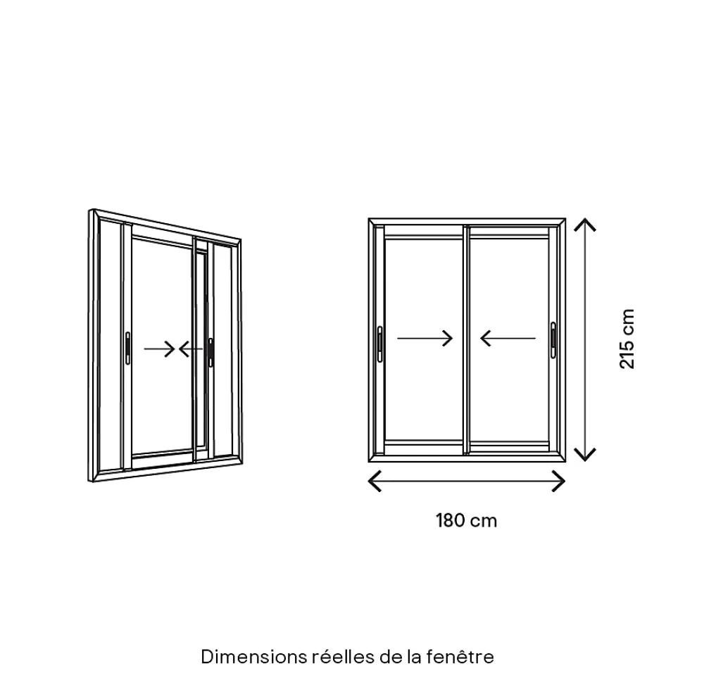 GoodHome Baie vitrée coulissante alu gris - l.180 x h.215 cm - Uw 1,7- Baie Vitrée Coulissante