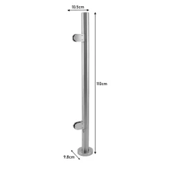 MonsterShop Balustrade en Acier extrémité 110cm de Hauteur- Garde-Corps, Balustrade