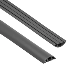 Quest Bande de câble en PVC 10x80mm, 2m, cache-câble, semi-circulaire, gris foncé- Plinthe Pour Sol En Vinyle Et Pvc