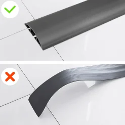 Quest Bande de câble en PVC 10x80mm, 2m, cache-câble, semi-circulaire, gris foncé- Plinthe Pour Sol En Vinyle Et Pvc