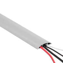 Quest Bande de câble en PVC 10x80mm, 2m, cache-câble, semi-circulaire, gris foncé- Plinthe Pour Sol En Vinyle Et Pvc