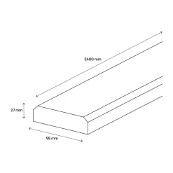Fortia Barre à Z pour volet en bois L.240 x l.9,5 x Ép.2,7 cm- Volet Battant