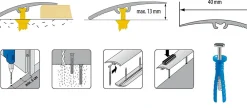 Cezar Barre De Seuil|Barre De Seuil<Barre de seuil en aluminium Blanc 40 X 1800 mm