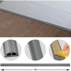 Floordirekt Barre De Seuil|Barre De Seuil<Barre de seuil étanche Double bordure PVC 24 x 35 mm Gris Longueur 1 m -