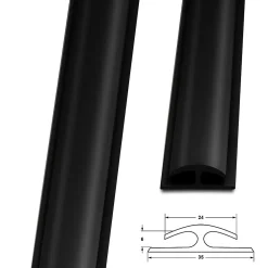 Floordirekt Barre de seuil étanche Double bordure PVC 24 x 35 mm Noir Longueur 1 m -- Barre De Seuil|Barre De Seuil