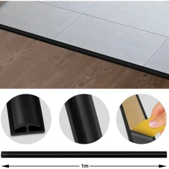 Floordirekt Barre de seuil étanche Double bordure PVC 24 x 35 mm Noir Longueur 1 m -- Barre De Seuil|Barre De Seuil