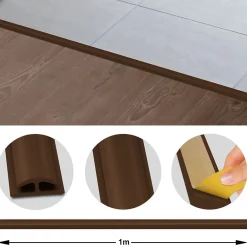 Floordirekt Barre De Seuil|Barre De Seuil<Barre de seuil étanche Double bordure PVC 24 x 35 mm Marron Longueur: 1 m