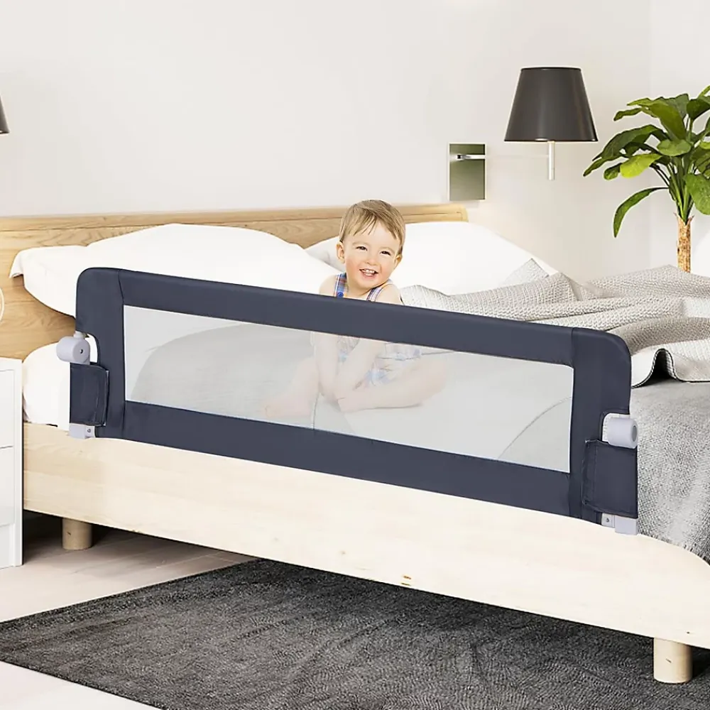 Giantex Barrière De Sécurité<Barriere de Lit Pliable et Portable avec Cadre en Metal,en Forme de T, avec Mecanisme a Double Bouton (Gris, 150 x 40 x 42 CM)
