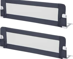 Giantex Barrière De Sécurité<Barriere de Lit Pliable et Portable avec Cadre en Metal,en Forme de T, avec Mecanisme a Double Bouton (Gris, 150 x 40 x 42 CM)