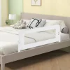 Giantex Barrière De Sécurité<Barriere de Lit Pliable et Portable avec Cadre en Metal , en Forme de T, avec Mecanisme a Double Bouton (Blanc, 120 x 40 x 42 CM)