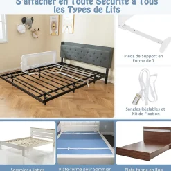 Giantex Barrière De Sécurité<Barriere de Lit Pliable et Portable avec Cadre en Metal , en Forme de T, avec Mecanisme a Double Bouton (Blanc, 120 x 40 x 42 CM)