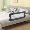 Giantex Barrière De Sécurité<Barriere de Lit Pliable et Portable avec Cadre en Metal, en Forme de T, avec Mecanisme a Double Bouton (Gris, 120 x 40 x 42 CM)