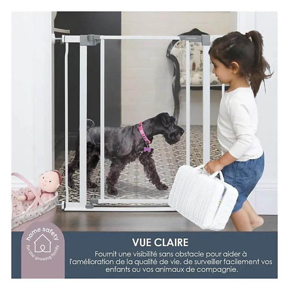 Dreambaby Barriere de sécurité a panneau transparent - - Fonction maintien en position ouverte- Bas anti-chute - Blanc- Barrière De Sécurité