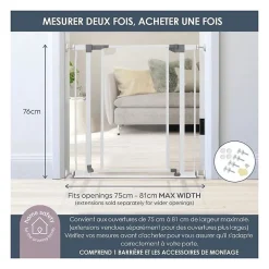 Dreambaby Barriere de sécurité a panneau transparent - - Fonction maintien en position ouverte- Bas anti-chute - Blanc- Barrière De Sécurité