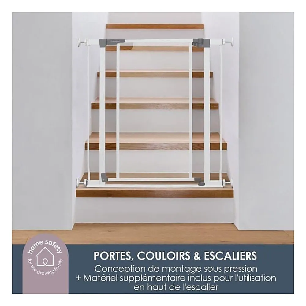 Dreambaby Barriere de sécurité a panneau transparent - - Fonction maintien en position ouverte- Bas anti-chute - Blanc- Barrière De Sécurité