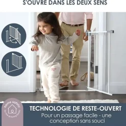 Dreambaby Barriere de sécurité a panneau transparent - - Fonction maintien en position ouverte- Bas anti-chute - Blanc- Barrière De Sécurité