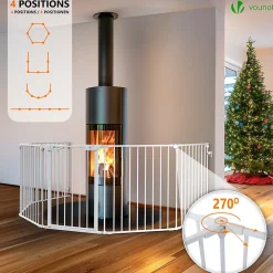 Vounot Barriere de securite cheminee pliable 3.75M 6 panneaux blanc- Barrière De Sécurité