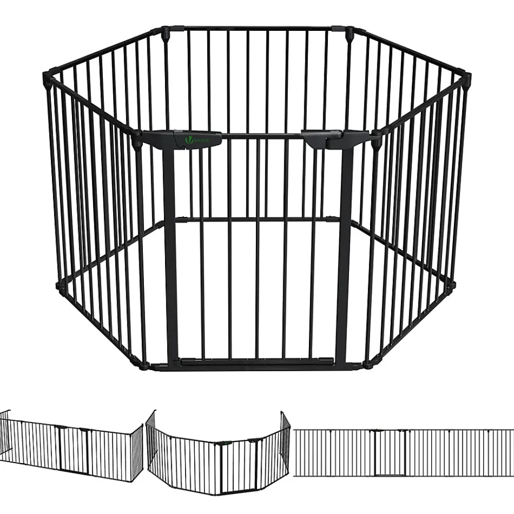 Vounot Barriere de securite cheminee pliable 3.75M 6 panneaux noir- Barrière De Sécurité