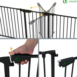 Vounot Barriere de securite cheminee pliable 3.75M 6 panneaux noir- Barrière De Sécurité