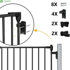 Vounot Barriere de securite cheminee pliable 3.75M 6 panneaux noir- Barrière De Sécurité