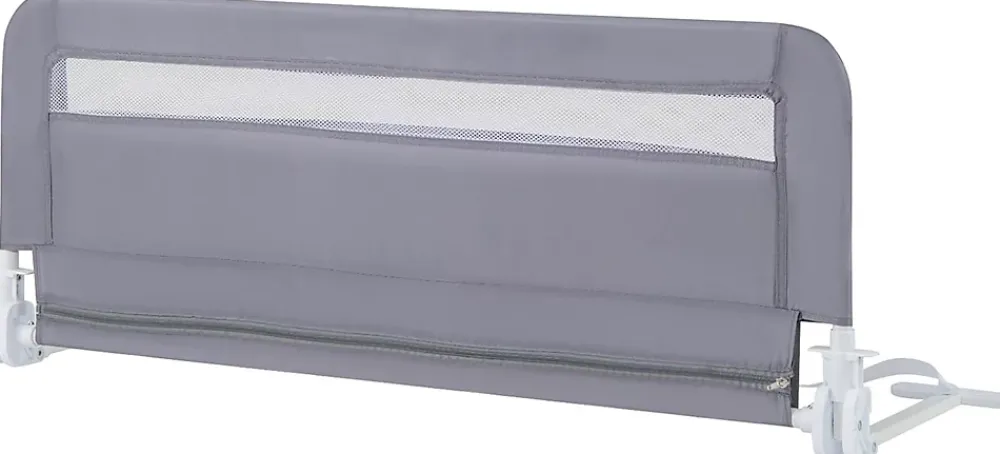 Giantex Barriere de Securite Enfant 100 cm, Barrière de Lit Bébé Rabattable avec Cadre en Métal, Housse Amovible, Gris- Barrière De Sécurité